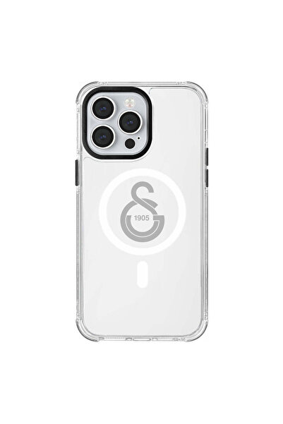 Galatasaray iPhone 14 Pro Max Uyumlu Galatasaray Tek Renk Gri Arma Magsafe Li...