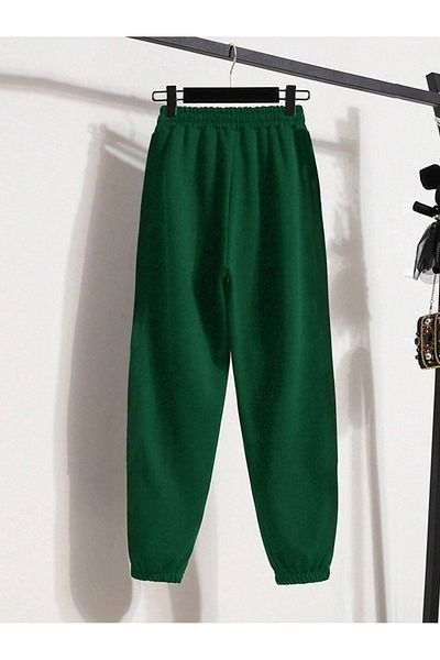 CLAYES A Logo Sweatpants Jogger - Πράσινο εμπριμέ λαστιχένιο πόδι ψηλόμεσο