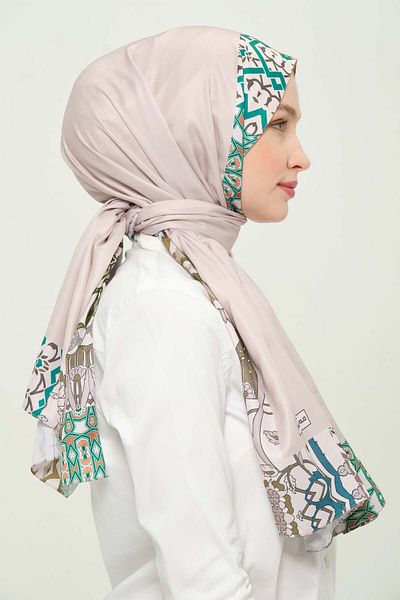 Madame Polo Digital Twil Shawl Multicolored Patterned Wrinkle-Free Non-Slip 75X180 cm
