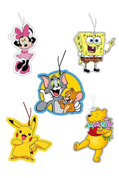 odaburada 5'li Dekoratif Figürlü Çizgi Film Seti Oto Kokusu Ve Aksesuarı