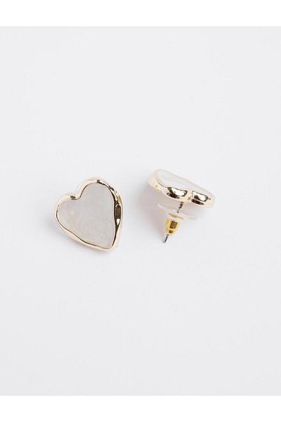 Jimmy Key White Heart Figured Elegant Earrings