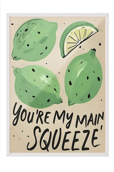 Postifull White Framed Painting, You'Re My Main Squeeze, Comfort Series Kitchen Wall Painting, No: 109134
