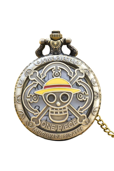 Nts One Piece Anime Kurukafa Quartz Cep Saati Kolye Saat Kapaklı Oymalı Desenli