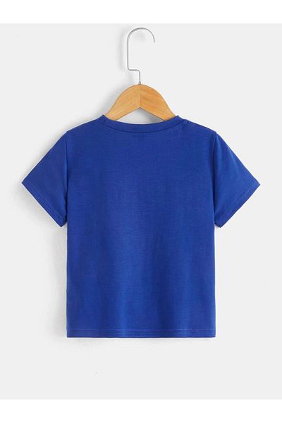 CLAYES Dinosaurs Cotton Kids T-Shirt - Sax Blue Printed Girls Boys' Summer Crew Neck T-Shirt