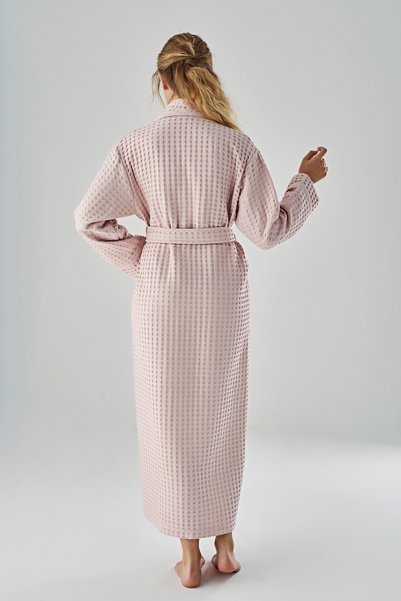 Nuşa Pique Bamboo Cotton Dressing Gown with Piping Pool