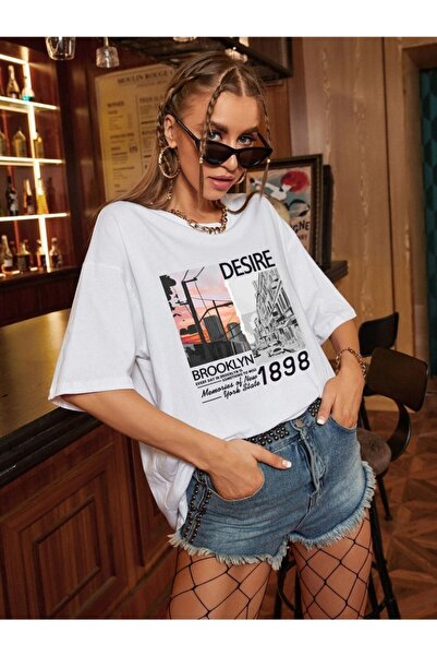 VBSVİBES Γυναικείο μπλουζάκι με στάμπα Oversize Desire