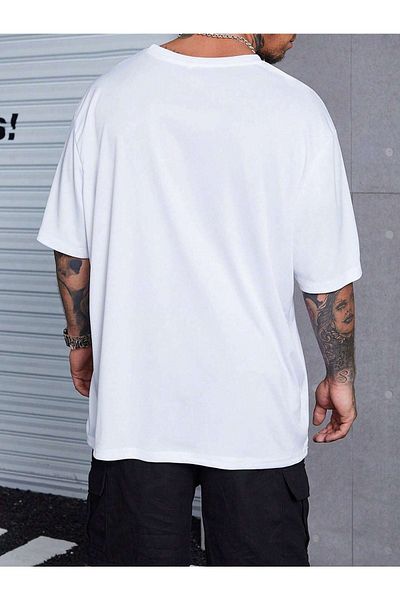 VBSVİBES Πλεκτό μπλουζάκι Unisex White Oversize Line Paris Printed