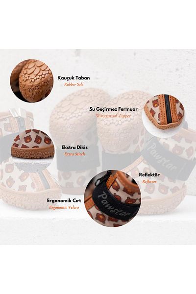 Pawstar Bears Patterned Dog Shoes