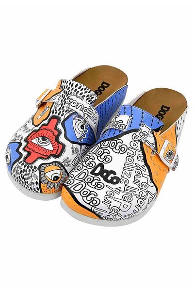 Dogo Papuci multicolori din piele vegană pentru femei - Design cu vedere centrală