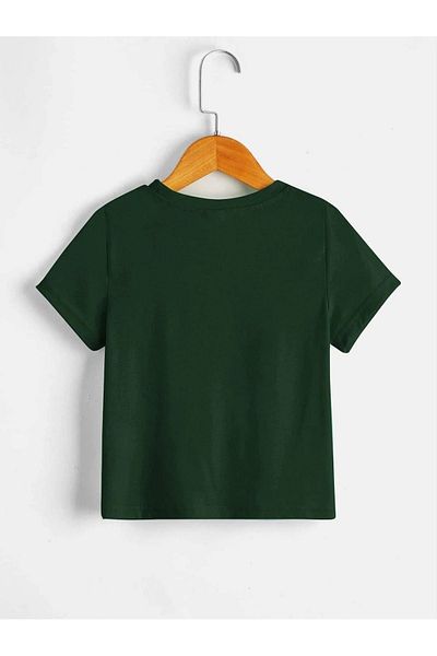 CLAYES Dinosaurs Cotton Kids T-Shirt - Nefti Green Printed Girls Boys' Summer Crew Neck T-Shirt