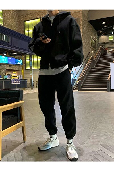 VBSVİBES Μαύρο απλό Unprinted Sweatpants Jogger