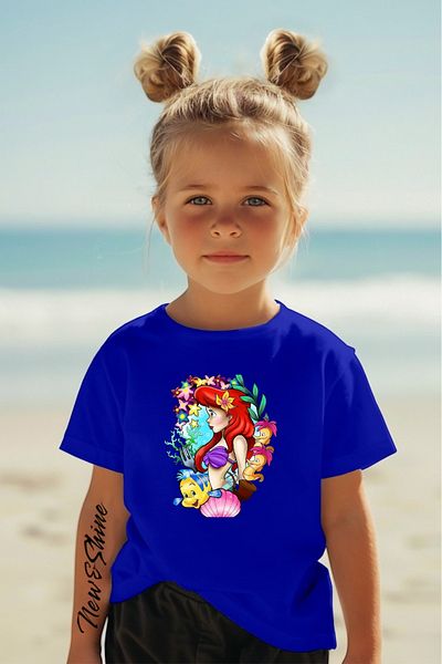 New Shine 1 tricou este un cadou pentru achiziții de 6 și mai sus în coș - Tricou pentru copii oversize cu imprimeu Ariel sirenă