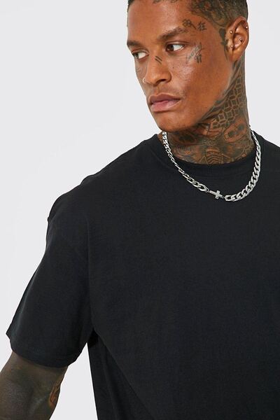 VBSVİBES تي شيرت رجالي أسود مطبوع ياباني كبير الحجم