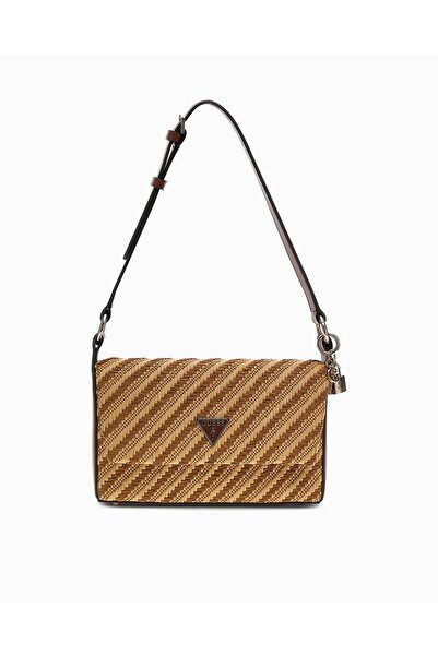 Guess Simona Flap Raffia Shoulder Bag