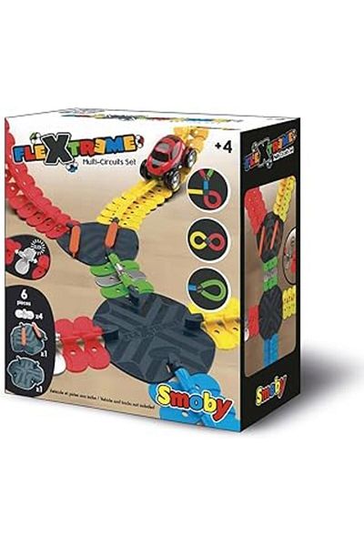 Mu Art Ahşap Smoby, 180911, Flextreme Multi-Racing Set Intersection Connection, Connect with Other Sets, 4 Prongs, Full