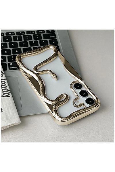 Zebana حافظة سامسونج جالاكسي A36 متوافقة مع حافظة Zebana 3D Snake من السيليكون باللون الذهبي