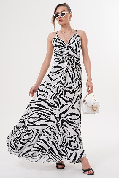 ZEYWEAR فستان طويل بأشرطة متقاطعة من الخلف