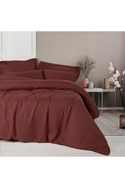 Cotton Box Lenjerie de pat premium din Lyocell si Bumbac, Craft rosu claret