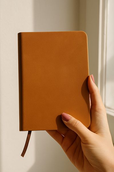 Fark Tanıtım Unlined Notebook, Tan Thermo Leather Cover Unlined Notebook, 128 Sheets, A5 Notebook
