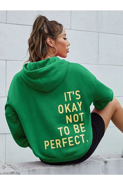 CLAYES Women's Green Perfect Oversize Hooded Sweatshirt