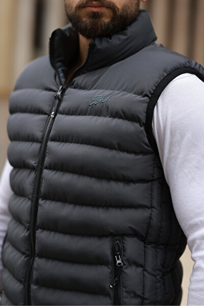 S&M CLOTHİNG New Season Embroidered Waterproof Puffy Vest