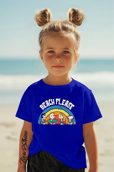 New Shine 1 tricou este un cadou pentru achiziții de 6 și peste în coș - Tricou oversize pentru copii cu imprimeu Beach Please
