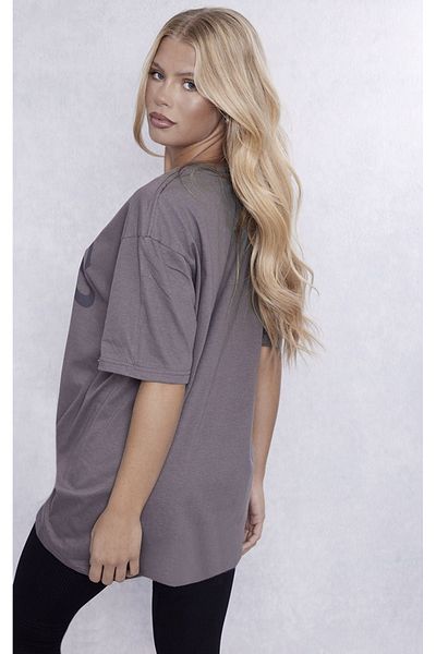 DUBU BUTİK Hidden Hills Single Jersey T-Shirt - Smoke Printed Oversize Crew Neck Short Sleeve T-Shirt