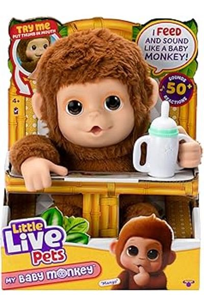 DENİZ Little Live Pets My Baby Monkey - Cute Interactive with over 50 Sounds and Reaction Features