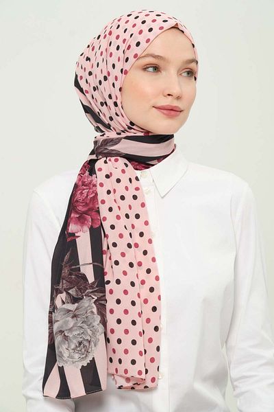 Madame Polo Şal Digital Crepon Chiffon Multicolore Respirabil Fără Pliuri Anti-alunecare 75x180 Cm