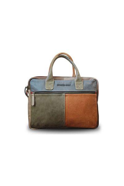 DUTCH-BAG حقيبة كمبيوتر محمول وحقيبة عمل من الجلد الطبيعي مقاس 17 بوصة للجنسين - أناقة في السفر ومكان العمل والمدرسة - ملونة