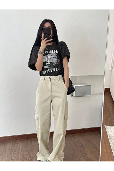 DUBU BUTİK Μπλουζάκι Architecture Single Jersey - Μπλουζάκι με κοντό μανίκι με λαιμόκοψη καπνιστού τύπου ARTCTR