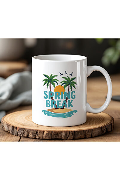 BB TRADE Spring Break Designed White Ceramic Printed Mug 330ml