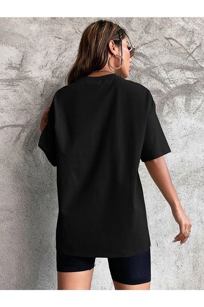 CLAYES Μαύρο μπλουζάκι Oversize - Λαιμόκοψη, κοντό μανίκι