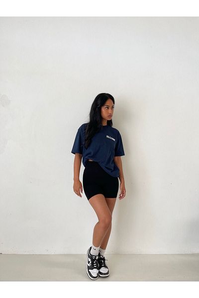 CLAYES Μπλουζάκι Ellore Written Single Jersey T-Shirt - Μπλουζάκι με κοντό μανίκι με λαιμόκοψη σε μπλε ναυτικό