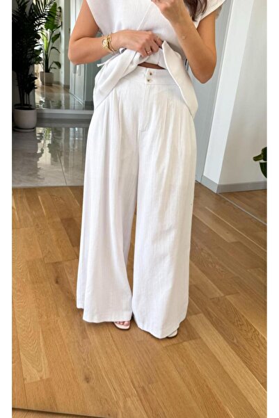 My Blog Weißes Juana-Weste-Hosen-Leinen-Set – 8597