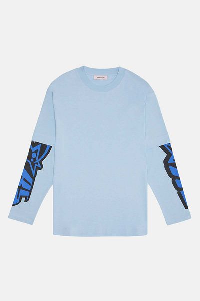 Reflect Studio Tricou cu mânecă dublă cu logo albastru pudra