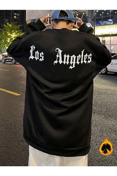 VBSVİBES Hanorac oversize unisex cu gât crew cu imprimeu Los Angeles