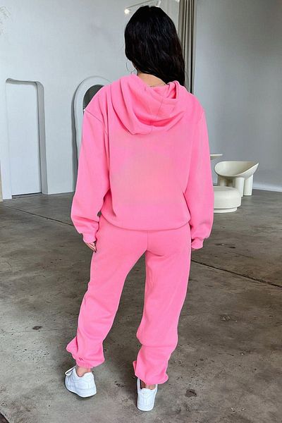 CLAYES Σετ φόρμας Ellore Australia Φούτερ Jogger - Ροζ εμπριμέ Oversize Raised Hooded