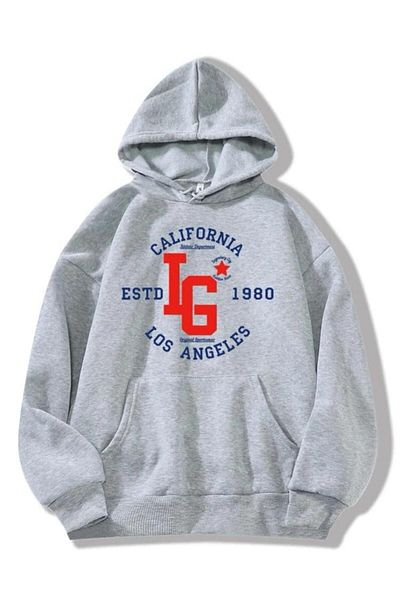 VBSVİBES ΓΚΡΙ φούτερ με κουκούλα oversize estd 1980