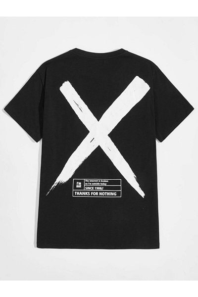 VBSVİBES Men's Black Oversize X Printed T-shirt