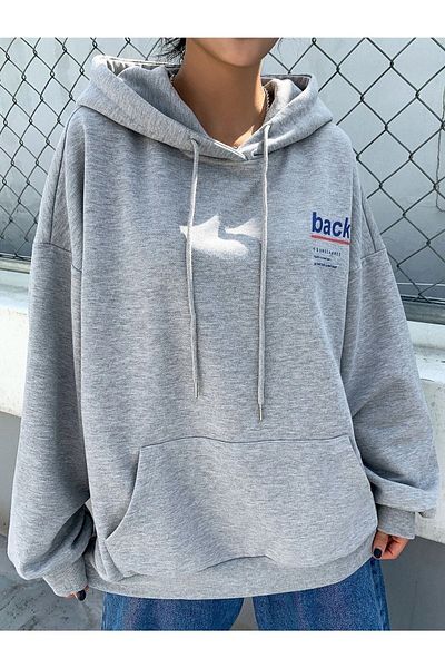 CLAYES Hanorac oversize gri Youngchance cu glugă
