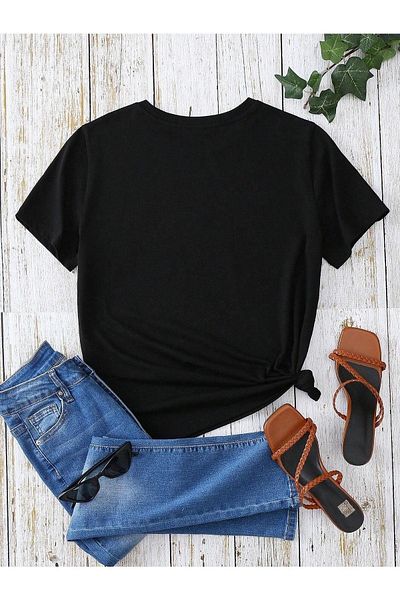 VBSVİBES Unisex Black Oversize Painting Design Printed Knitted T-shirt