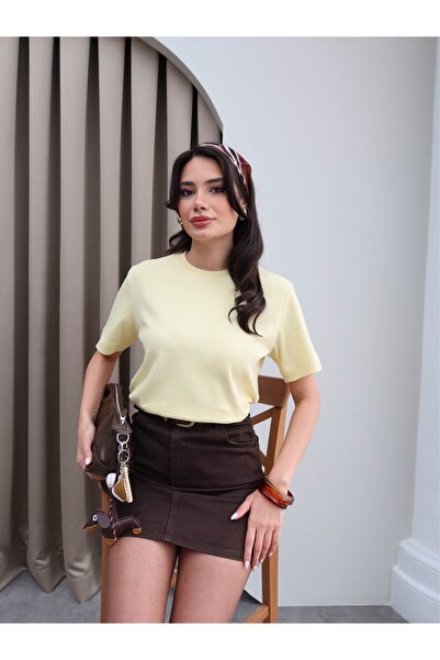 ESRAHELVACI Lycra Crew Neck T-Shirt