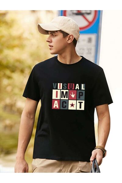 VBSVİBES Μαύρο μπλουζάκι Unisex Oversize Visual I'm Pact Printed