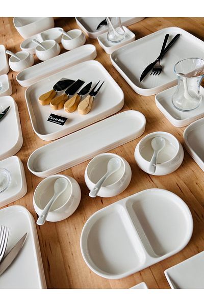 CASA DE BELLA White Porcelain Breakfast Set for 12 People - 82 Pieces