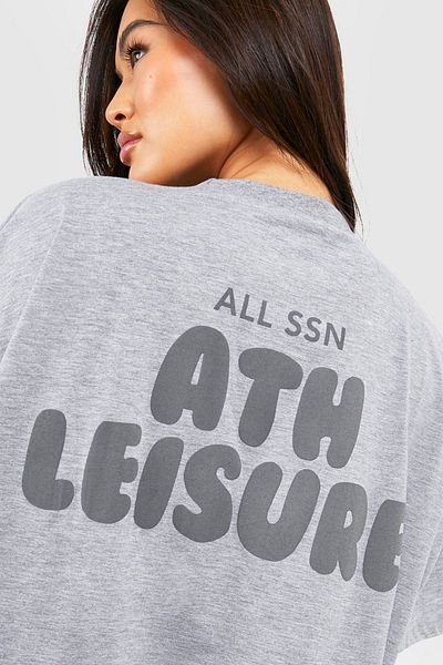 CLAYES Γκρι Oversize Ath Leisure T-Shirt - Crew Neck, κοντό μανίκι