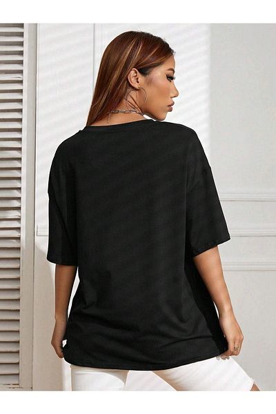 CLAYES California Letter T-Shirt - Black Printed Oversize Crew Neck Short Sleeve Tee Shirt