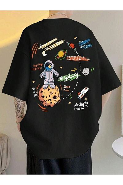 CLAYES Μπλουζάκι Moon To Mars Oversize - Μαύρο, Crew Neck, Κοντό μανίκι