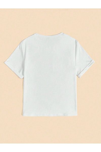 CLAYES Lucky Single Jersey - Tricou oversize cu imprimeu alb
