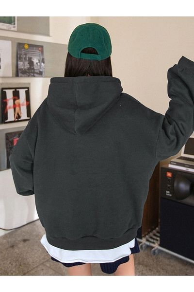DUBU BUTİK Ωραίο φούτερ - Smoked Printed Oversize Hooded